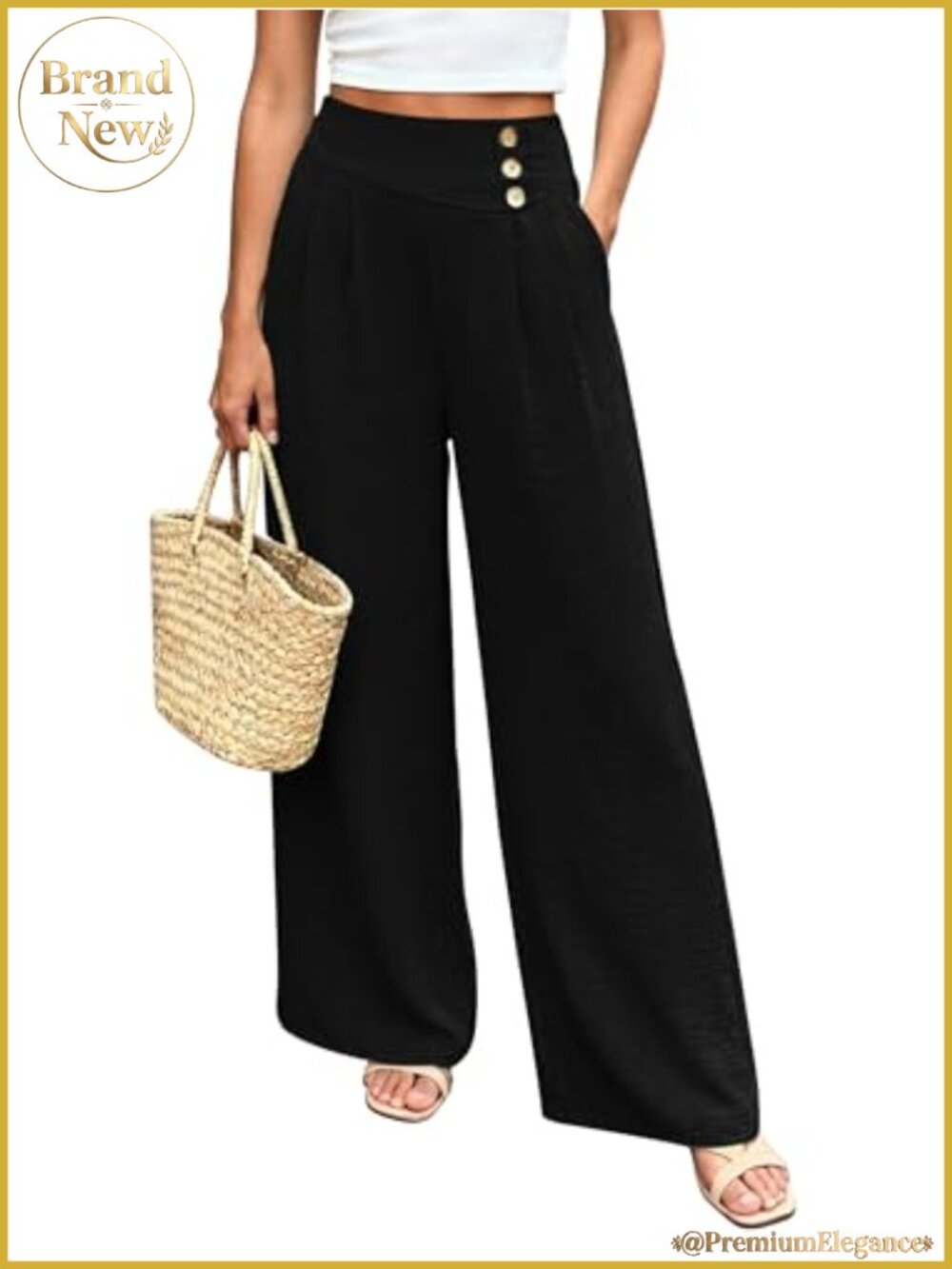 Wide Leg Palazzo Pants Women High Waist Flowy Summer Lounge Trousers